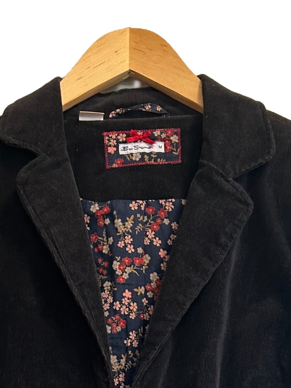 Vintage Ben Sherman Brown Corduroy Blazer Jacket Peplum Back Floral Lined Mod M - Picture 2 of 4